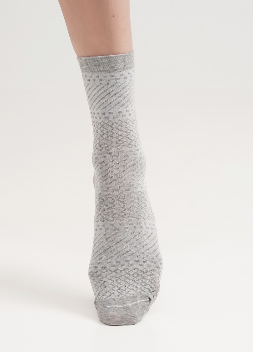 Высокие носки с геометрическим узором WS3 BACKGROUND 003 light grey melange (серый)