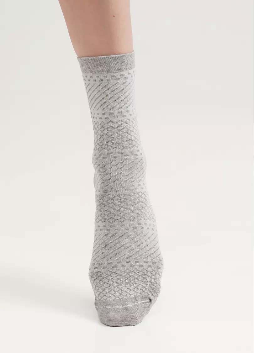 Високі шкарпетки з геометричним візерунком WS3 BACKGROUND 003 light grey melange (сірий)