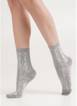 Высокие носки из хлопка WS3 BACKGROUND 004 light grey melange (серый)