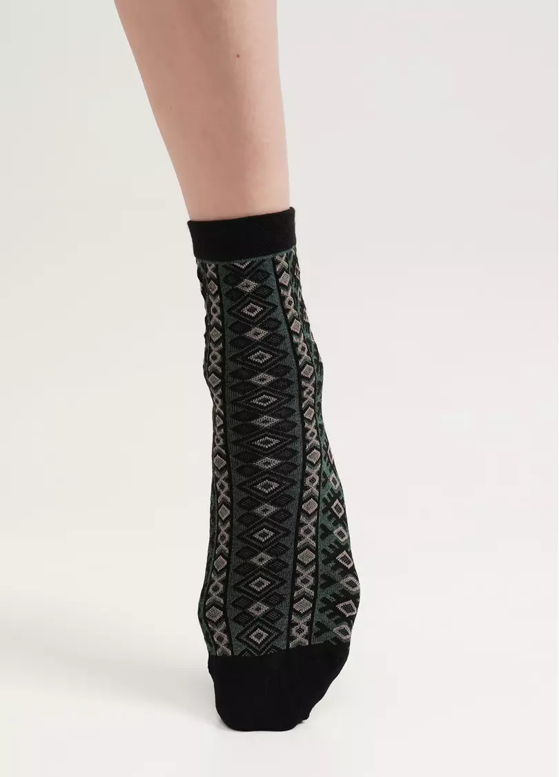 Хлопковые носки с узором WS3 BACKGROUND 005 black/green (черный/зеленый)