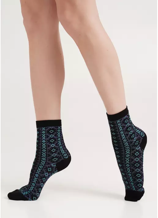 Бавовняні шкарпетки з візерунком WS3 BACKGROUND 005 black/jeans (чорний/синій)