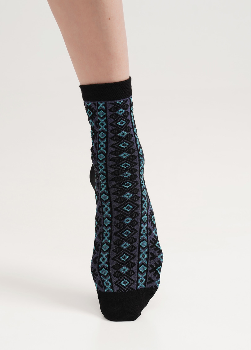 Бавовняні шкарпетки з візерунком WS3 BACKGROUND 005 black/jeans (чорний/синій)