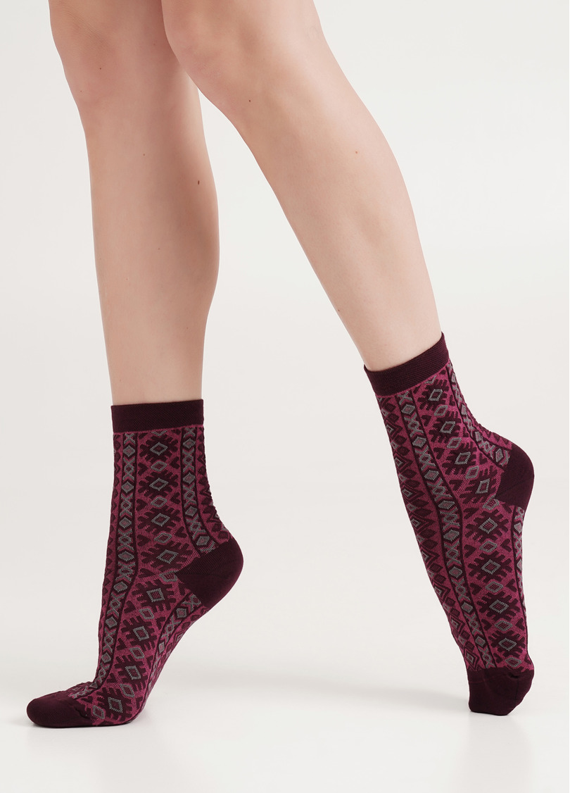 Бавовняні шкарпетки з візерунком WS3 BACKGROUND 005 vintage grape/fuchia (рожевий)
