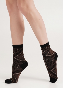 Носки из хлопка геометрический рисунок WS3 BACKGROUND 006 black/bruno (черный/коричневый)