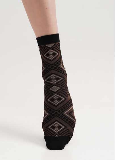 Шкарпетки з бавовни геометричний малюнок WS3 BACKGROUND 006 black/bruno (чорний/коричневий)
