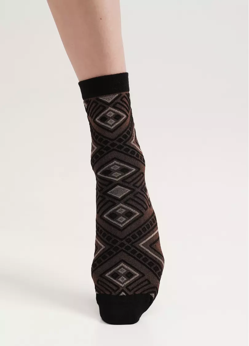 Носки из хлопка геометрический рисунок WS3 BACKGROUND 006 black/bruno (черный/коричневый)