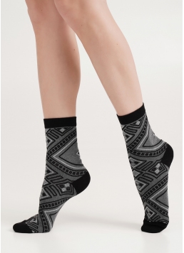 Шкарпетки з бавовни геометричний малюнок WS3 BACKGROUND 006 black/steel (чорний/сірий)