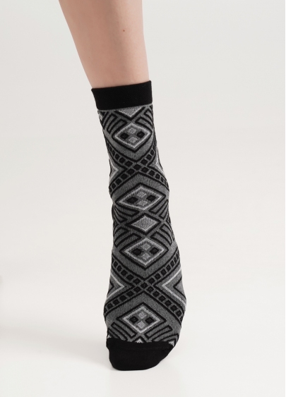 Шкарпетки з бавовни геометричний малюнок WS3 BACKGROUND 006 black/steel (чорний/сірий)