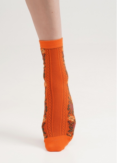 Носки хлопковые с цветами WS3 BACKGROUND 007 orange (оранжевый)