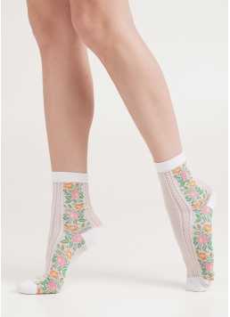 Шкарпетки бавовняні з квітами WS3 BACKGROUND 007 white (білий)