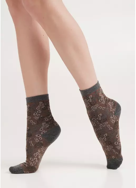 Шкарпетки у квітковий візерунок WS3 BACKGROUND 008 dark grey melange (сірий)