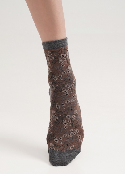 Шкарпетки у квітковий візерунок WS3 BACKGROUND 008 dark grey melange (сірий)