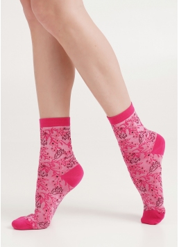 Шкарпетки у квітковий візерунок WS3 BACKGROUND 008 fuxia (рожевий)