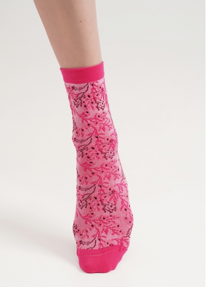 Носки в цветочный узор WS3 BACKGROUND 008 fuxia (розовый)