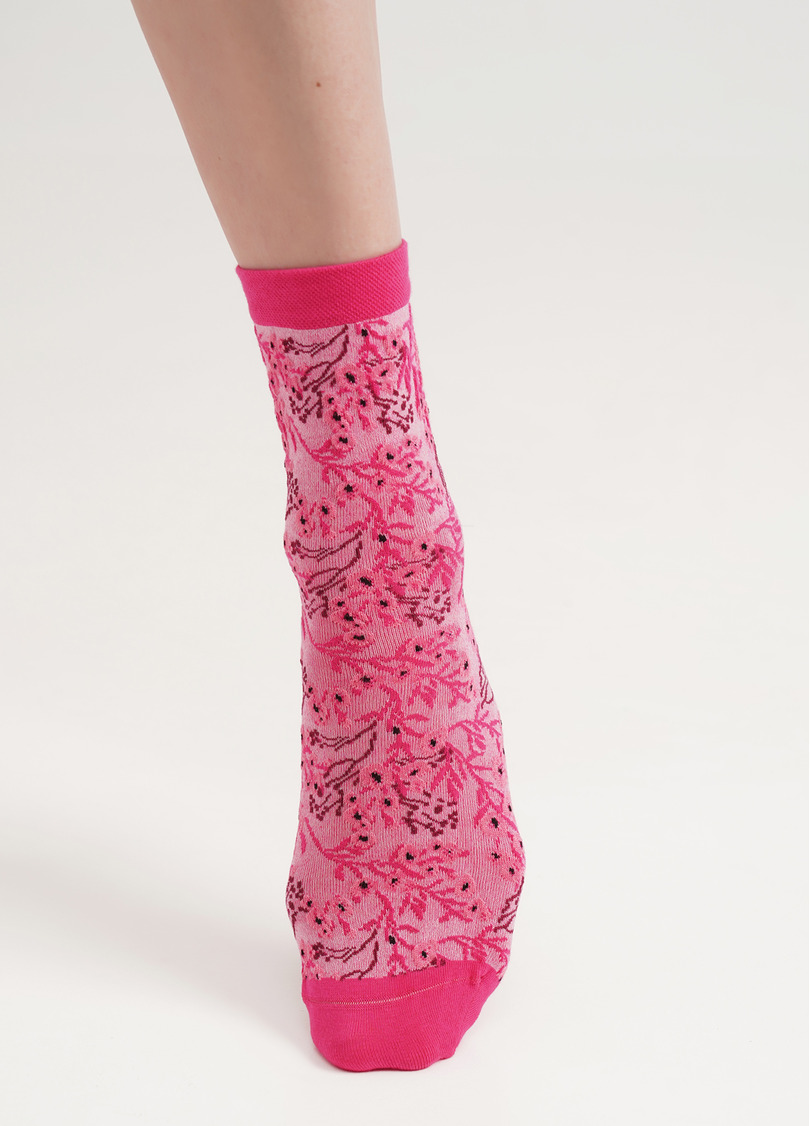 Носки в цветочный узор WS3 BACKGROUND 008 fuxia (розовый)