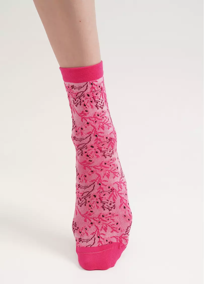 Носки в цветочный узор WS3 BACKGROUND 008 fuxia (розовый)