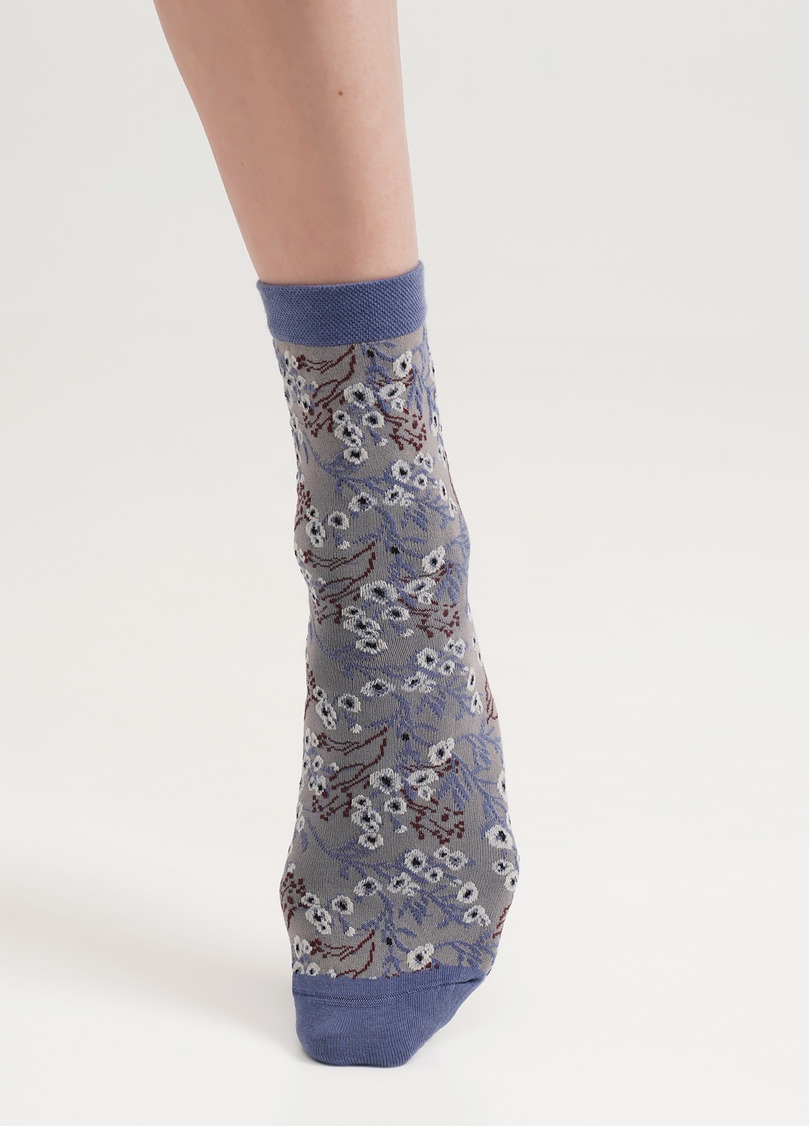 Носки в цветочный узор WS3 BACKGROUND 008 jeans (синий)