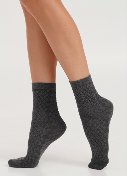 Високі шкарпетки з геометричним візерунком WS3 BACKGROUND 009 dark grey melange (сірий)