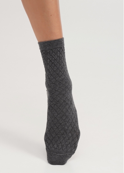 Высокие носки с геометрическим узором WS3 BACKGROUND 009 dark grey melange (серый)