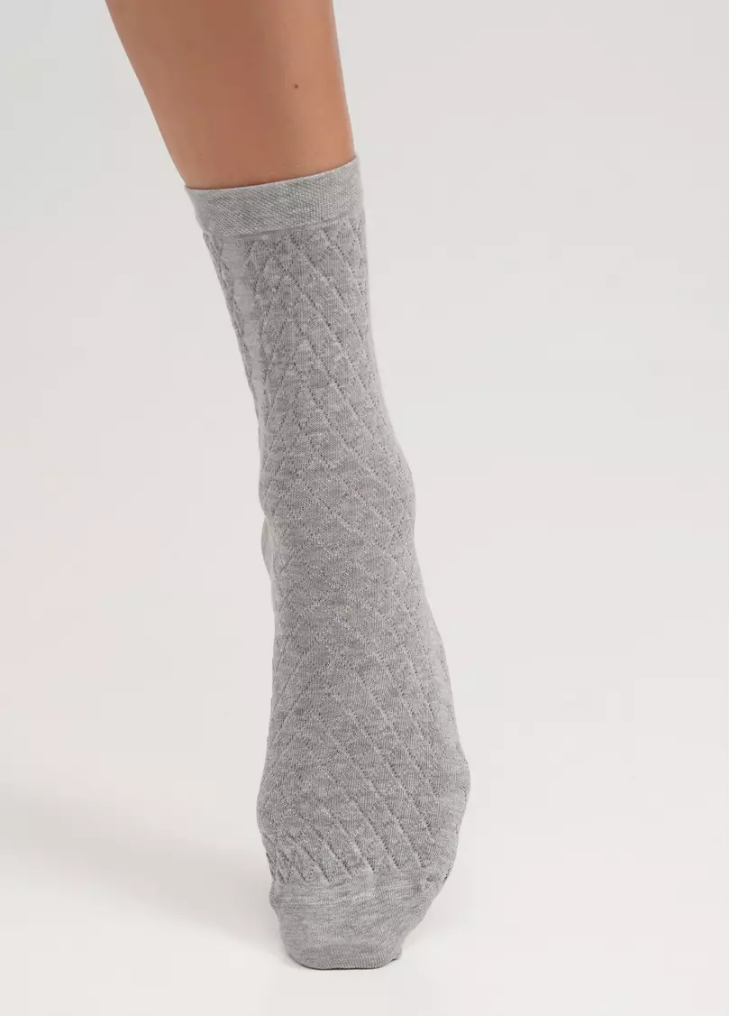 Высокие носки с геометрическим узором WS3 BACKGROUND 009 light grey melange (серый)