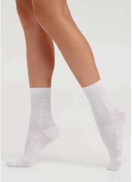 Високі шкарпетки з геометричним візерунком WS3 BACKGROUND 009 white (білий)