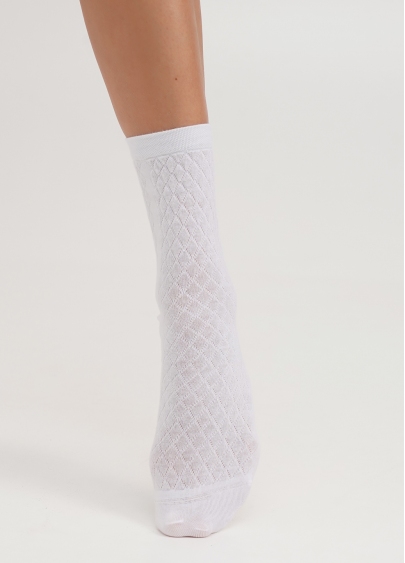 Високі шкарпетки з геометричним візерунком WS3 BACKGROUND 009 white (білий)