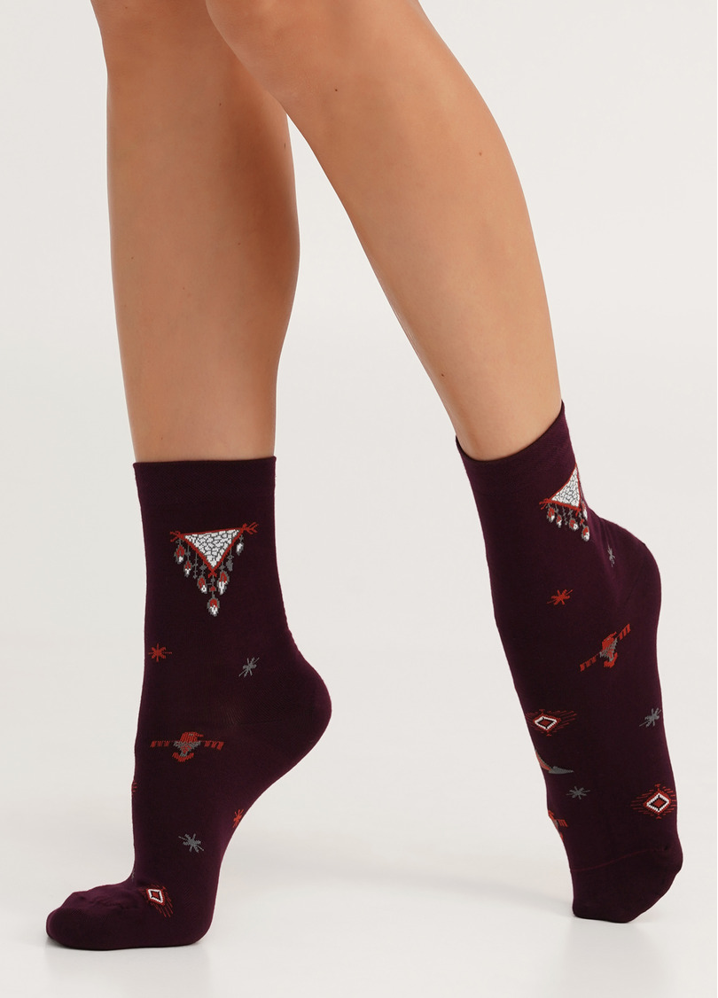Носки хлопковые с ловцом снов WS3 BOHO 002 vintage grape (фиолетовый)