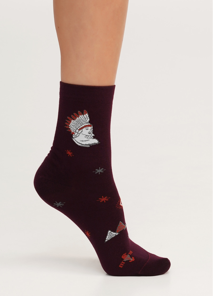 Носки хлопковые с ловцом снов WS3 BOHO 002 vintage grape (фиолетовый)