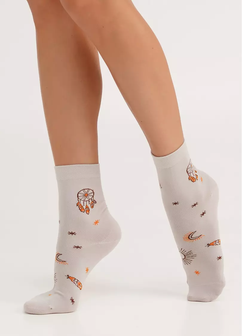 Шкарпетки високі в стилі бохо WS3 BOHO 003 moonlight (бежевий)