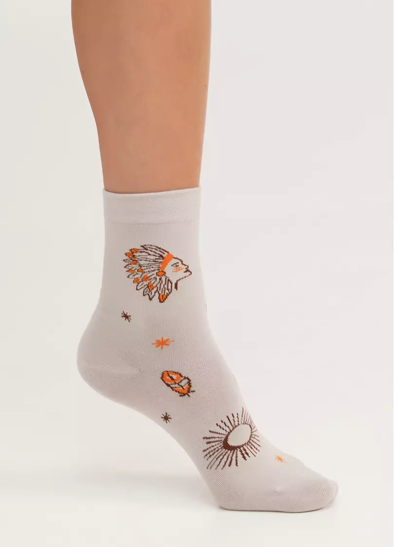 Шкарпетки високі в стилі бохо WS3 BOHO 003 moonlight (бежевий)