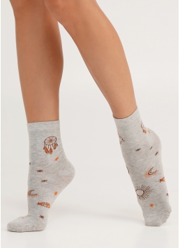 Шкарпетки високі в стилі бохо WS3 BOHO 003 silver melange (сірий)