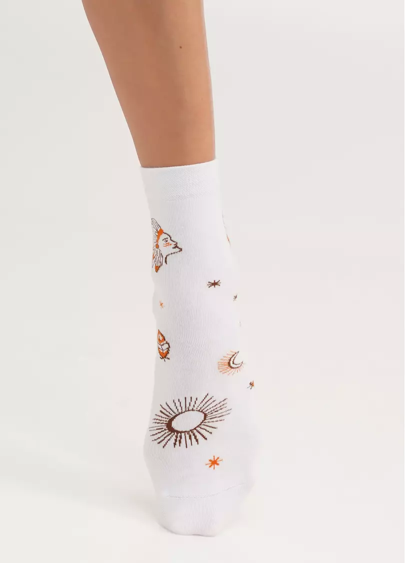 Носки высокие в стиле бохо WS3 BOHO 003 white (белый)