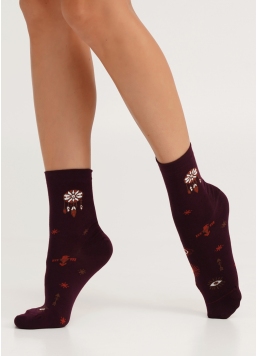 Шкарпетки з бавовни з ловцем снів WS3 BOHO 004 vintage grape (фіолетовий)