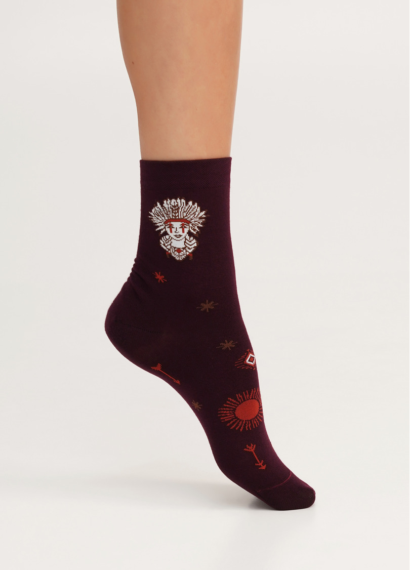 Шкарпетки з бавовни з ловцем снів WS3 BOHO 004 vintage grape (фіолетовий)