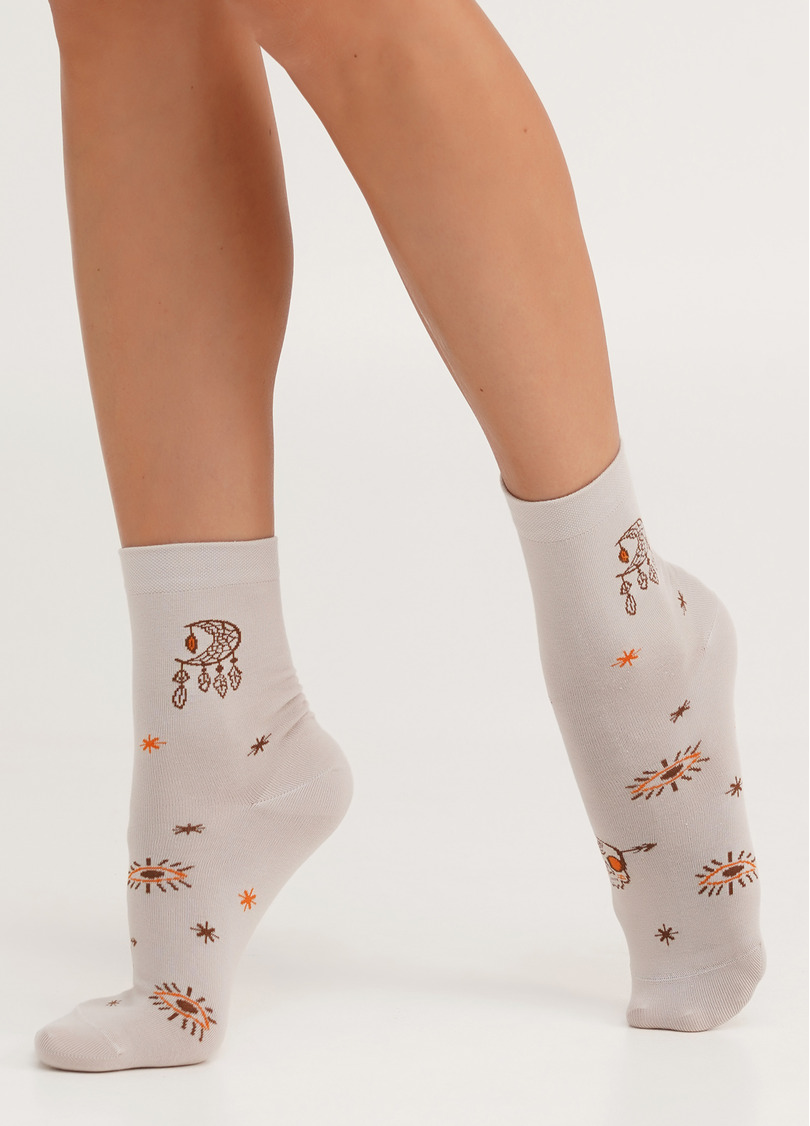 Носки с луной в стиле бохо WS3 BOHO 005 moonlight (бежевый)