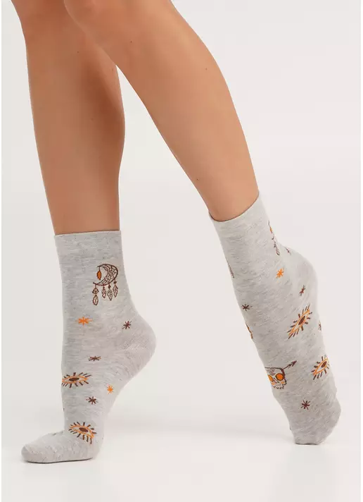 Носки с луной в стиле бохо WS3 BOHO 005 silver melange (серый)