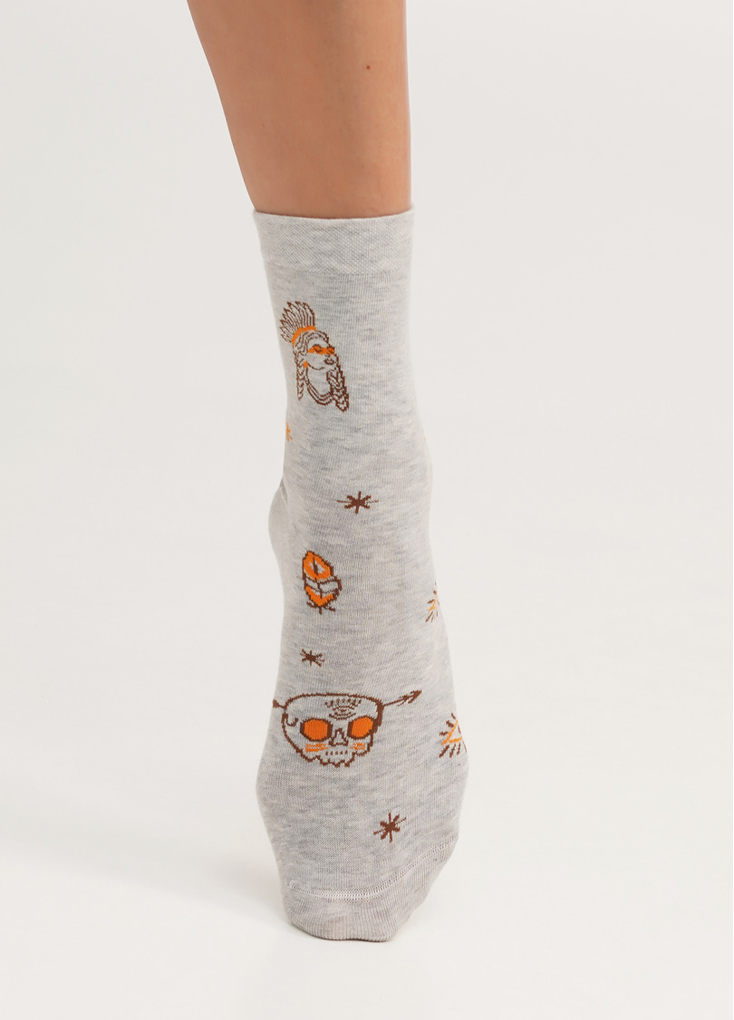 Шкарпетки з місяцем в стилі бохо WS3 BOHO 005 silver melange (сірий)