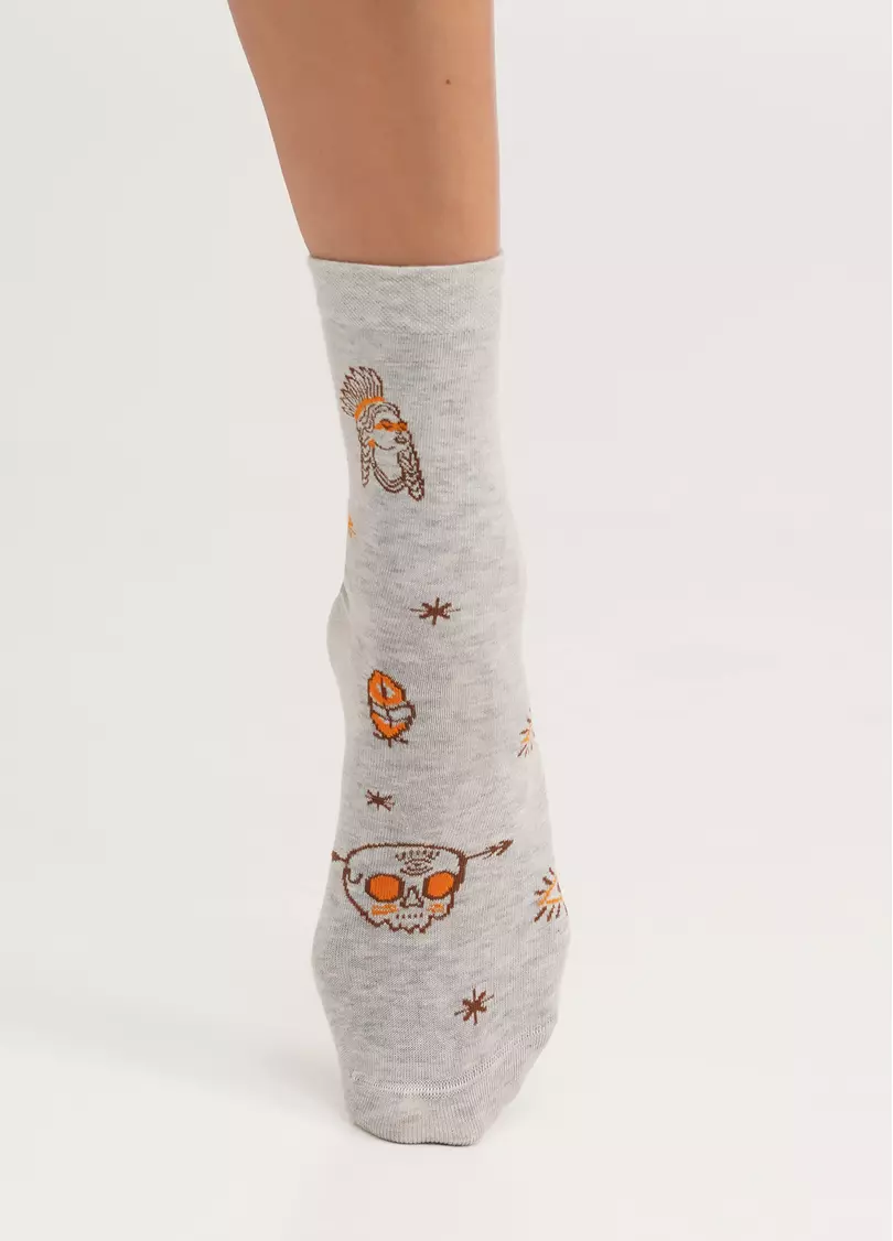 Шкарпетки з місяцем в стилі бохо WS3 BOHO 005 silver melange (сірий)