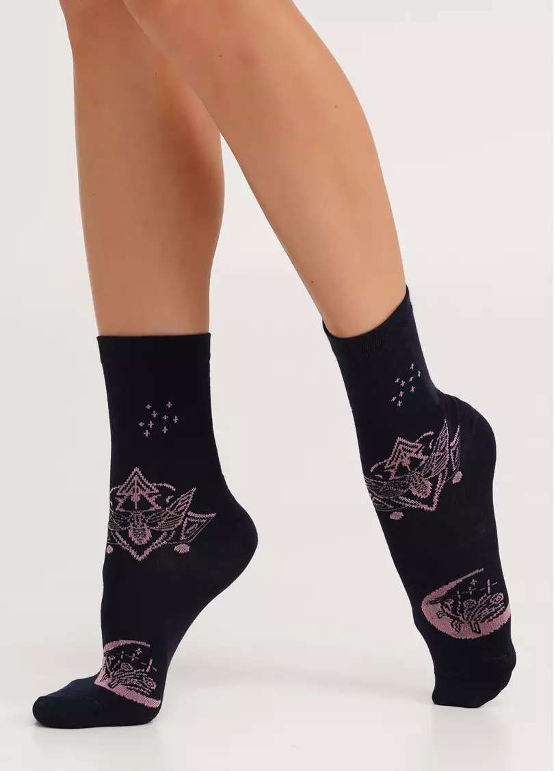 Носки из хлопка в стиле бохо WS3 BOHO 007 navy (синий)