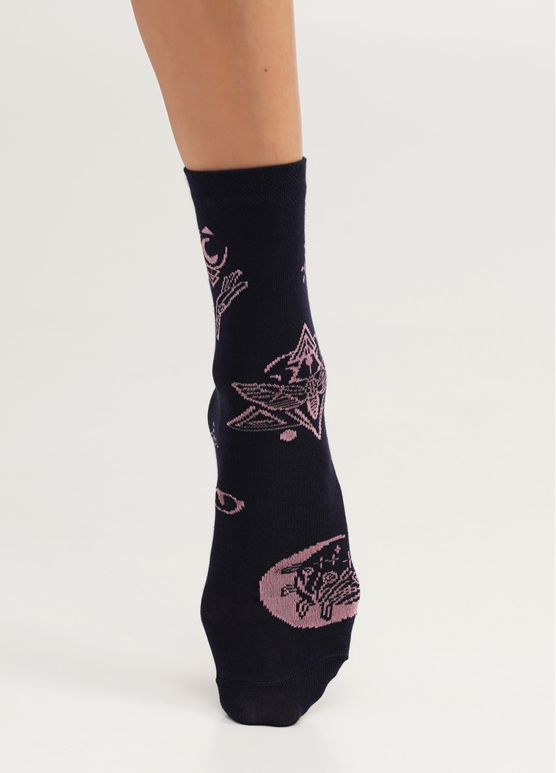 Шкарпетки з бавовни в стилі бохо WS3 BOHO 007 navy (синій)