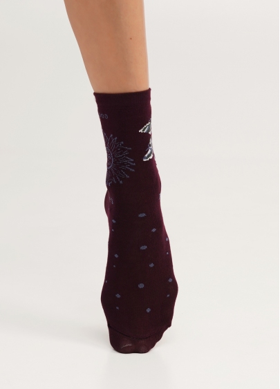 Шкарпетки бавовняні з метеликами WS3 BOHO (F) 001 vintage grape (фіолетовий)