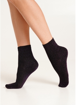 Блестящие носки с люрексом WS3 CLASSIC LUREX black/pink (черный/розовый)