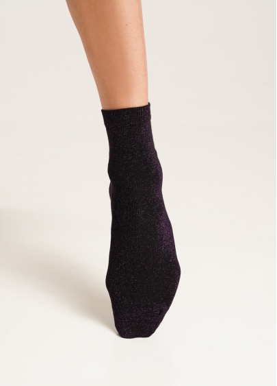 Блискучі шкарпетки з люрексом WS3 CLASSIC LUREX black/pink (чорний/рожевий)