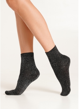 Блискучі шкарпетки з люрексом WS3 CLASSIC LUREX black/silver (чорний/сірий)