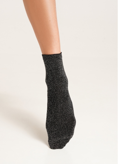 Блискучі шкарпетки з люрексом WS3 CLASSIC LUREX black/silver (чорний/сірий)