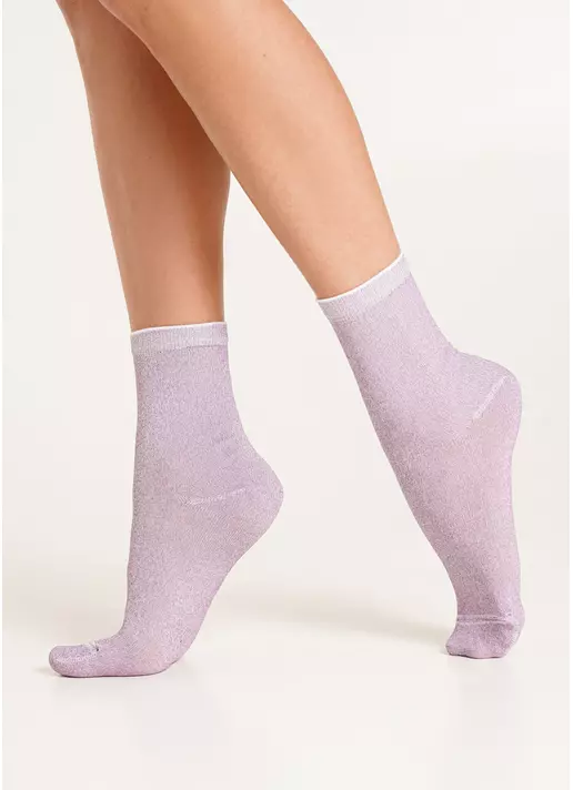 Блестящие носки с люрексом WS3 CLASSIC LUREX white/pink (белый/розовый)