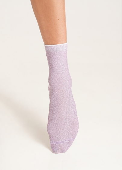 Блестящие носки с люрексом WS3 CLASSIC LUREX white/pink (белый/розовый)
