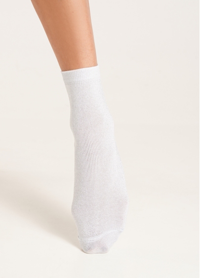 Блискучі шкарпетки з люрексом WS3 CLASSIC LUREX white/silver (білий/сірий)