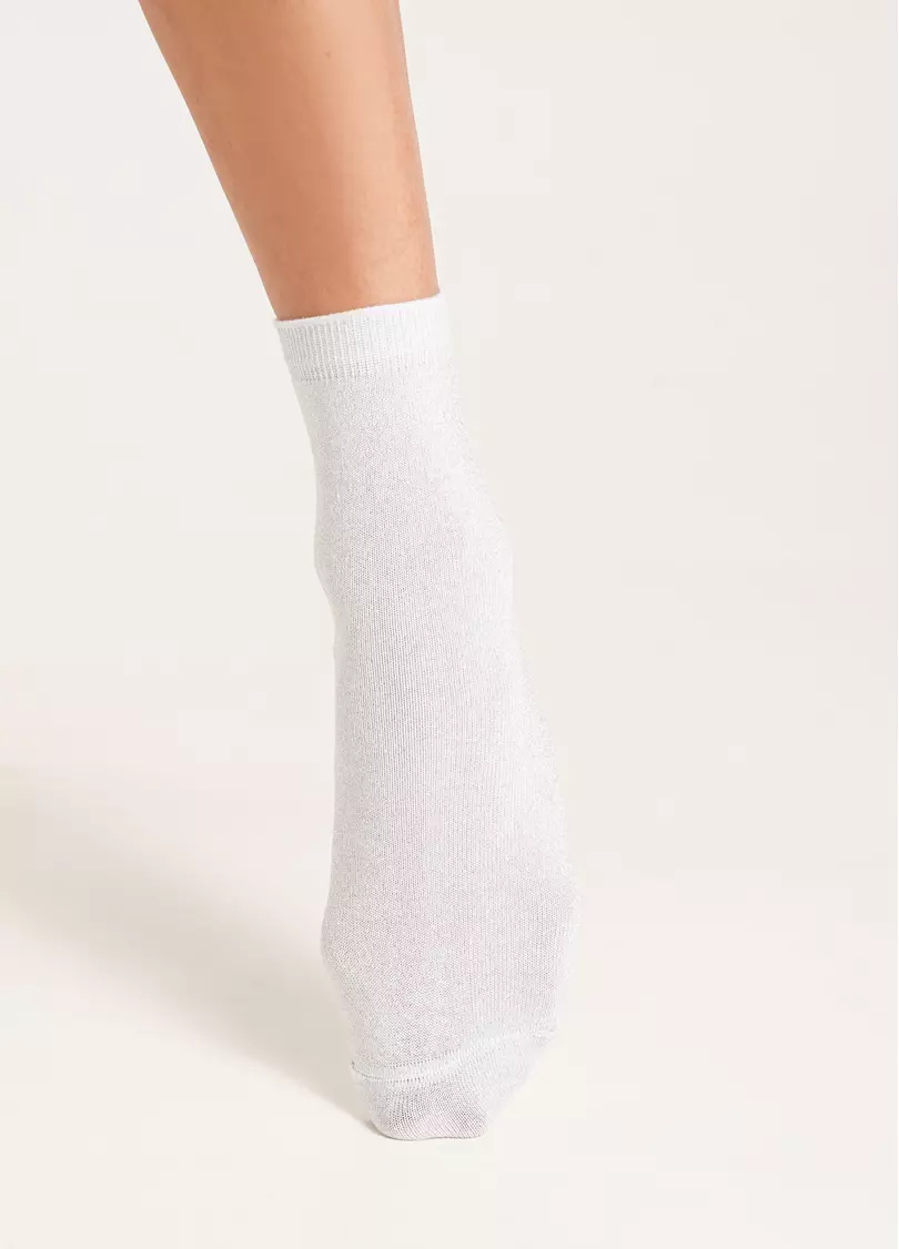 Блестящие носки с люрексом WS3 CLASSIC LUREX white/silver (белый/серый)