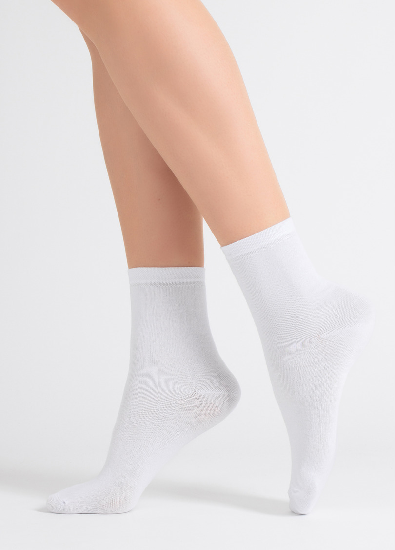 Носки женские (2 пары) WS3 CLASSIC light grey melange/white (серый/белый)